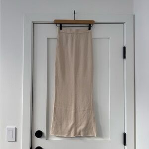Beige Knit Maxi Skirt - Minimal Women's Skirt